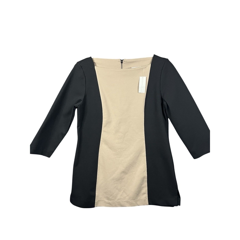 New York & Company Woman's Sheath Dress Tan & Black Color Block Size Medium NWT - Picture 1 of 12